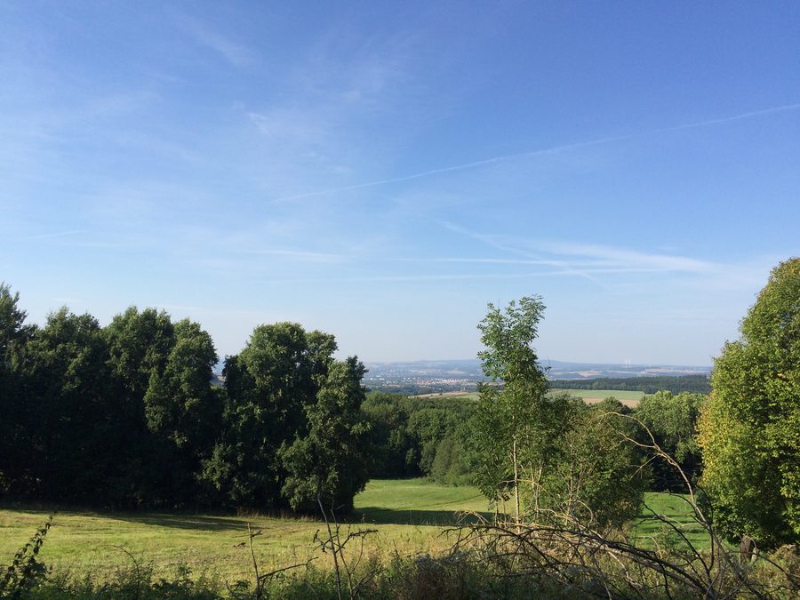 Blick vom Stellberg über Wellerode und das Kasseler Becken in der Söhre