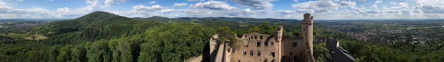 Panoramic view from Auerbach Castle toward the surrounding landscape near Bensheim