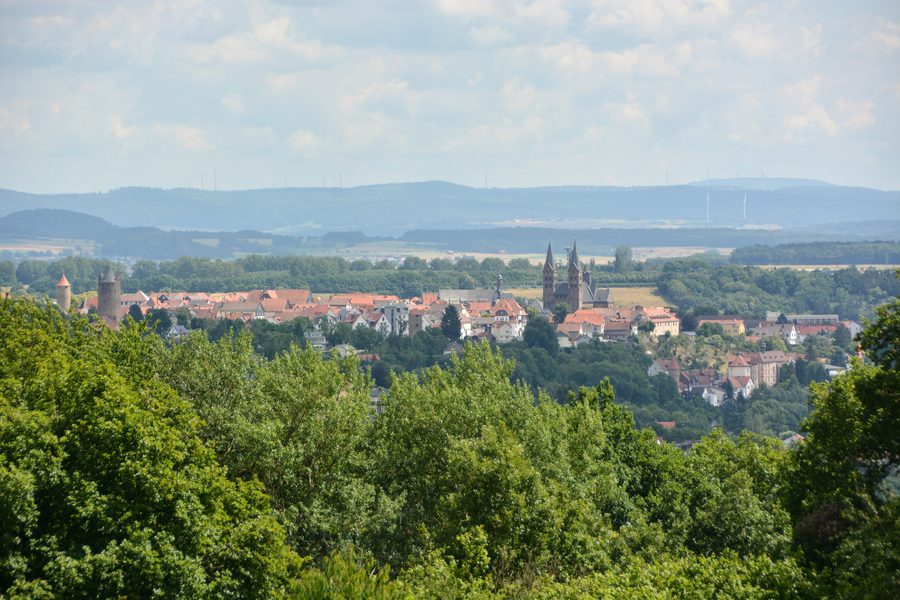 Historic district of Fritzlar, Hesse, Germany, viewed from Büraberg
