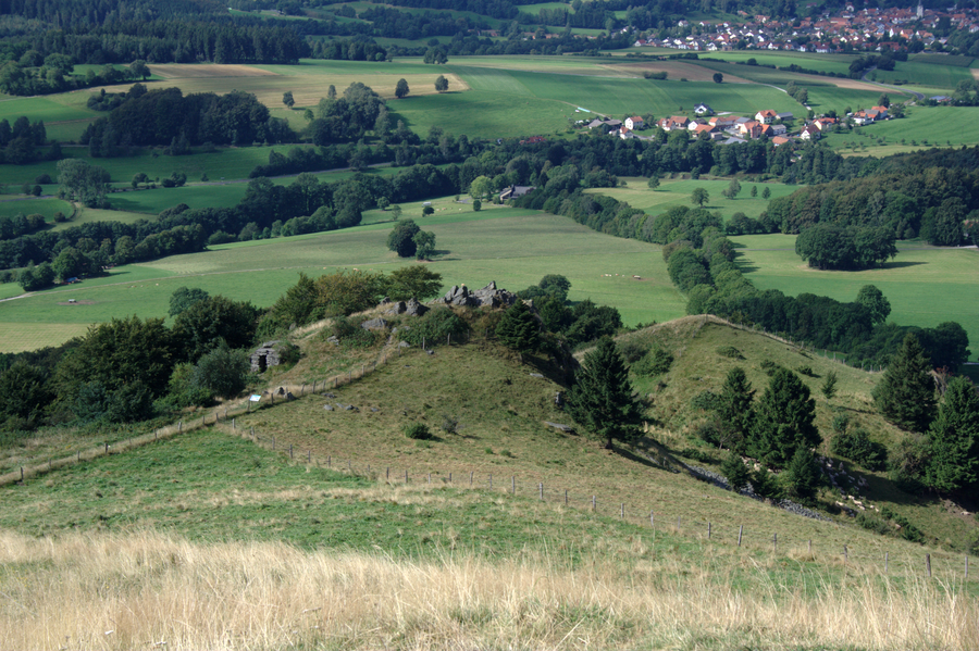Panoramablick über die Rhön bei Rodholz und Poppenhausen nahe dem Pferdskopf