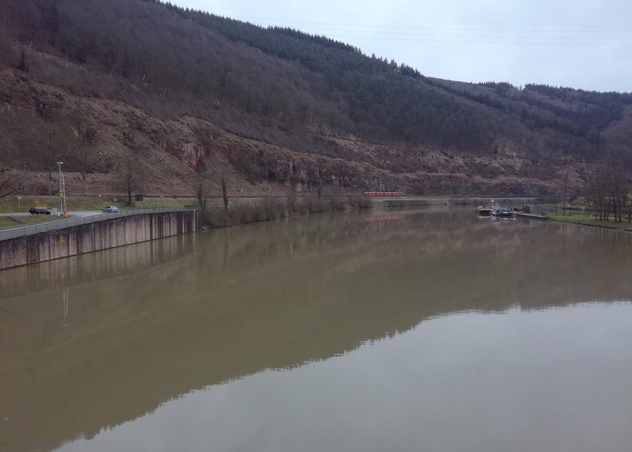Neckar River horseshoe bend near Hirschhorn in Hesse, Germany