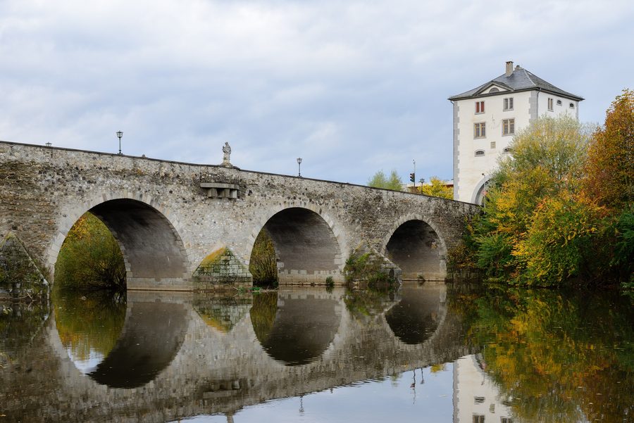 Old bridge over the river Lahn in Limburg, Hesse, Germany