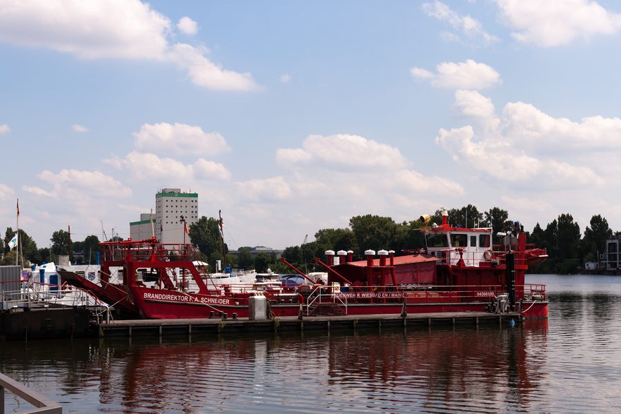 Fire boat Branddirektor F.A. Schneider in the harbour of Schierstein