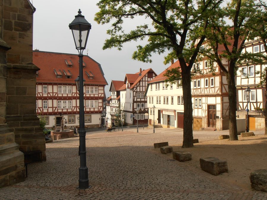 Centrum miasteczka Wolfhagen w Hesji, Niemcy