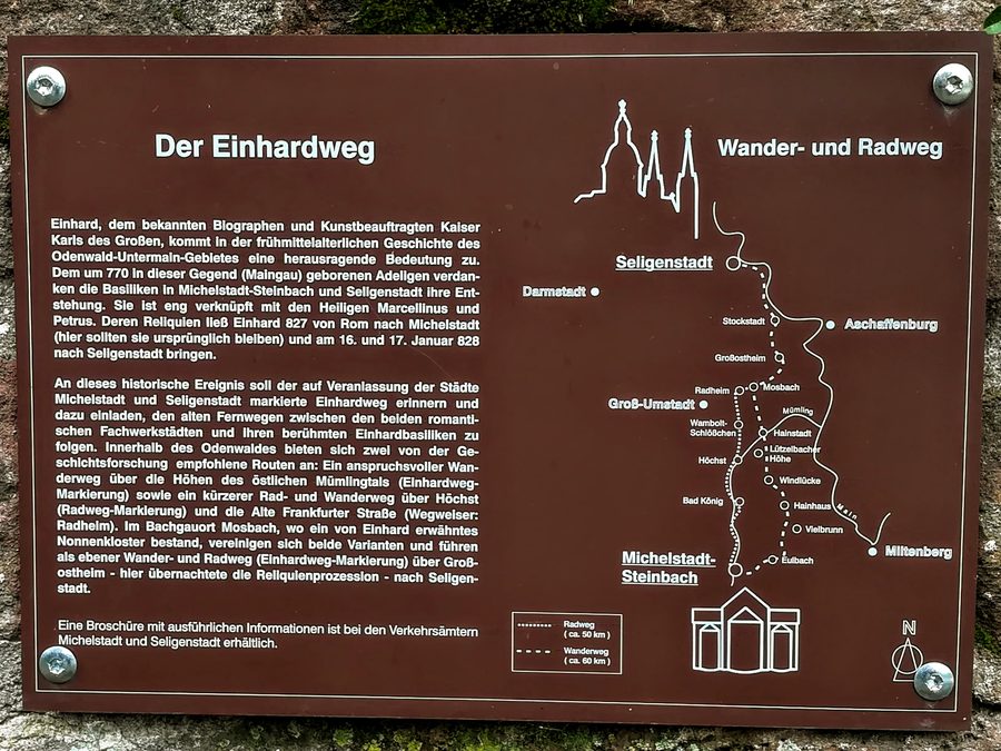 Wander- und Radweg des Einhardwegs zwischen Seligenstadt und Steinbach bei Michelstadt in Hessen