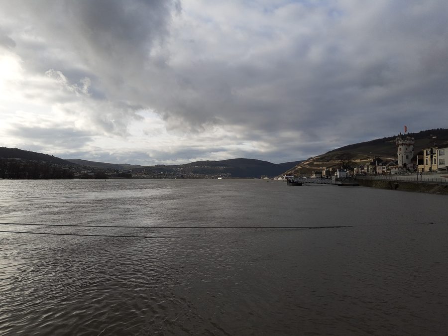 Rüdesheim am Rhein viewed from the Rhine, looking west