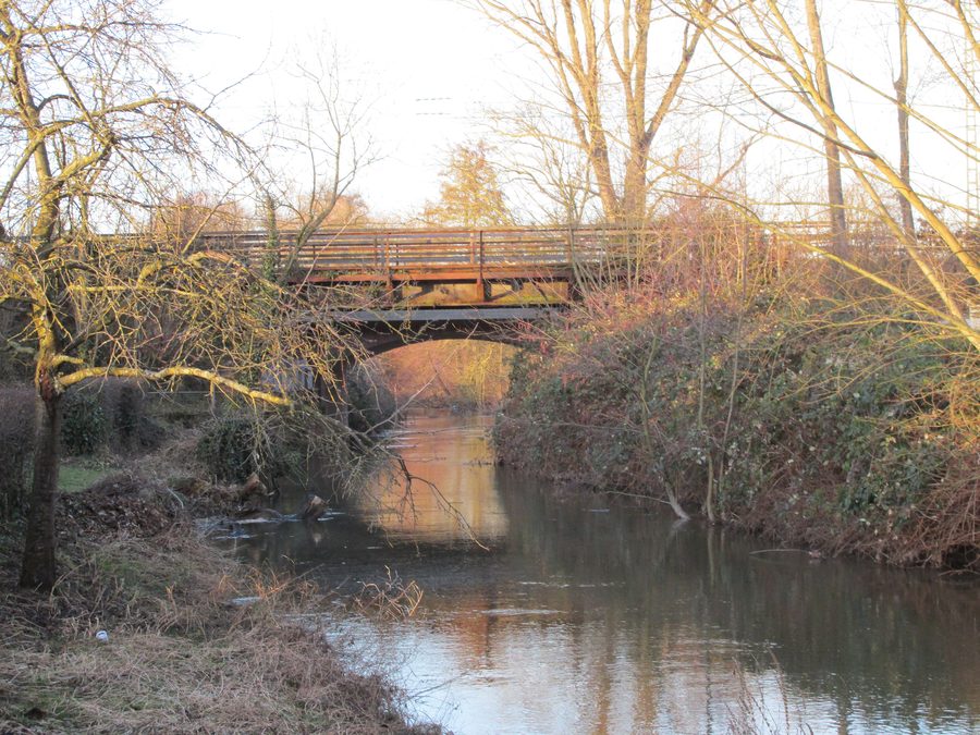 Alte Eisenbahnbrücke der Gersprenztalbahn über die Gersprenz in Dieburg