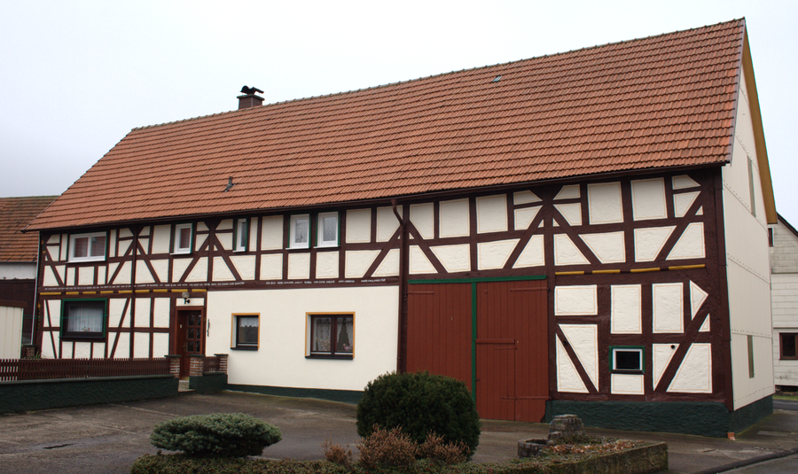 Half-timbered building at Fellweg 6 in Rebgeshain, Ulrichstein, Hesse